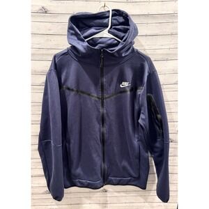 Nike Sportswear Tech Fleece Full Zip Hoodie Size Large Dark Blue Active Stretch